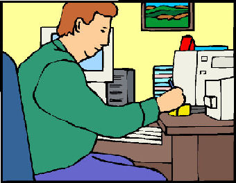 graphic: person working at desk